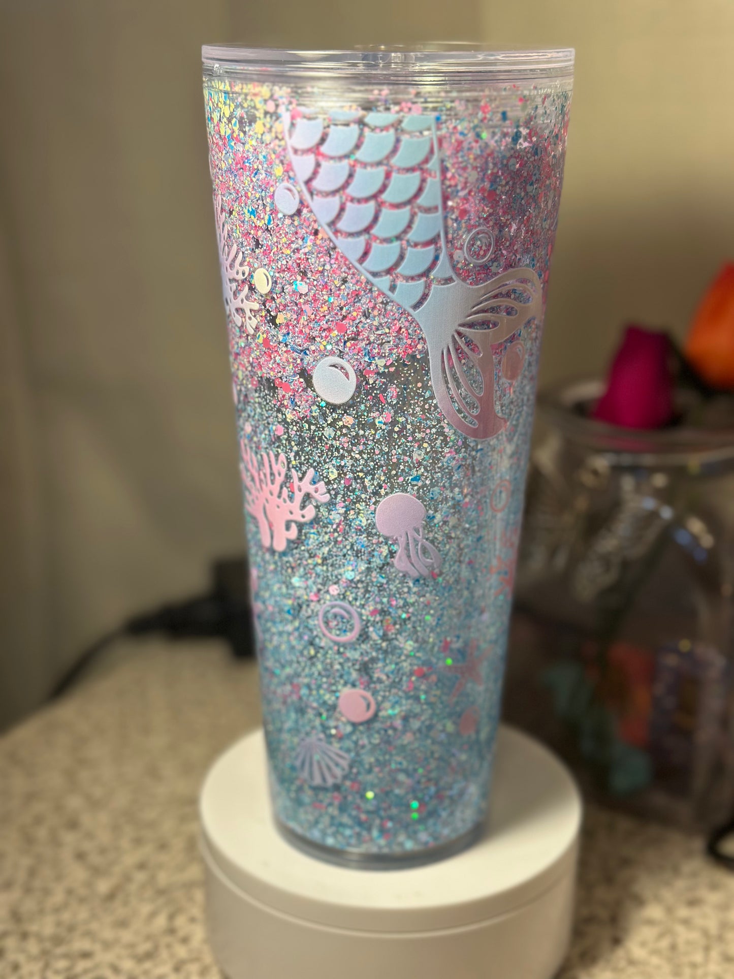 " Mermaid" 24 oz acrylic snow globe tumbler